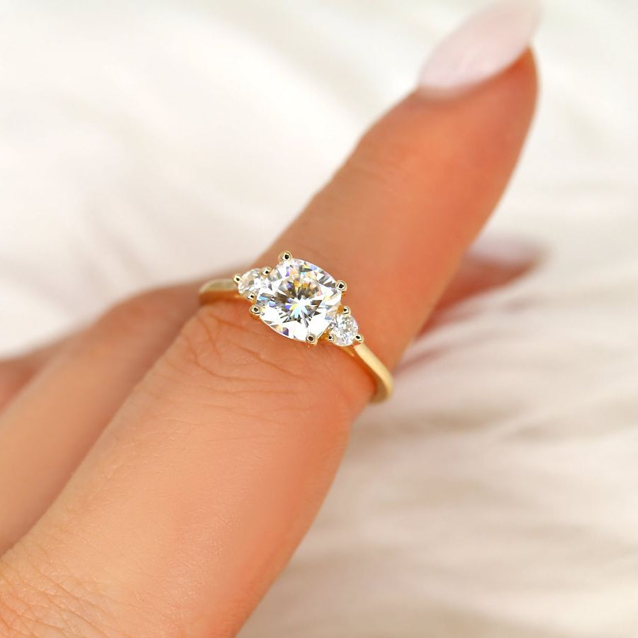 Stunning 1.70 CT Cushion Moissanite Engagement Ring with Three Stone Design 8