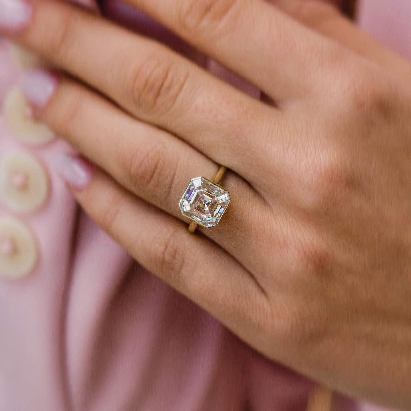 4 CT Asscher Bezel & Solitaire Lab Grown Diamond Engagement Ring