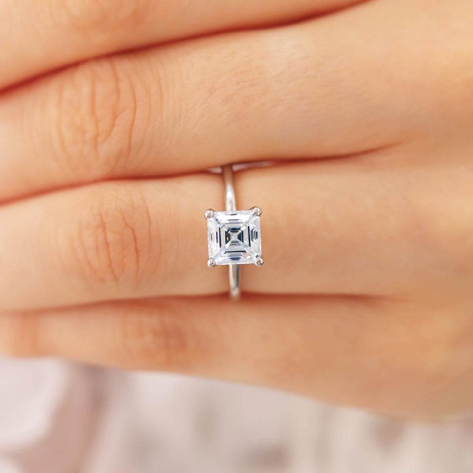 1 CT Asscher Solitaire Lab Grown Diamond Engagement Ring
