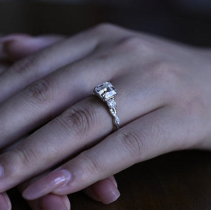 Stunning 1.0 - 2.0 CT Asscher Moissanite Engagement Ring With Twisted Pave Design 2