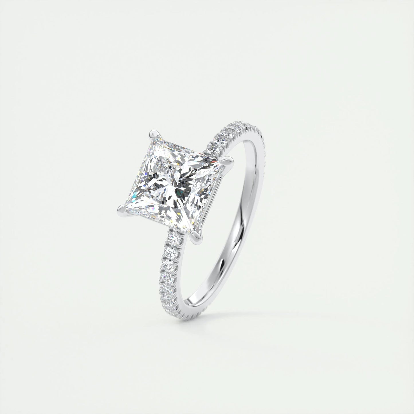 2 CT Princess Solitaire CVD F/VS1 Diamond Engagement Ring