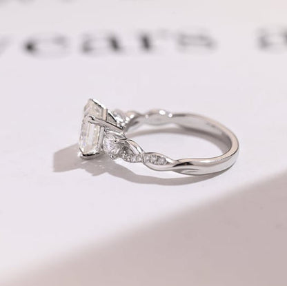 Stunning 1.0 - 2.0 CT Asscher Moissanite Engagement Ring With Twisted Pave Design 10
