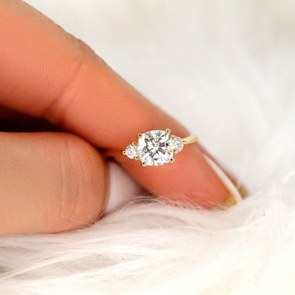 Stunning 1.70 CT Cushion Moissanite Engagement Ring with Three Stone Design 5