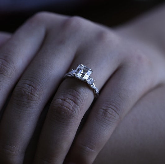 Stunning 1.0 - 2.0 CT Asscher Moissanite Engagement Ring With Twisted Pave Design 4