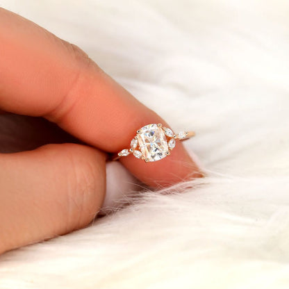 Stunning 1.5 CT Cushion Moissanite Engagement Ring with Cluster Design 7
