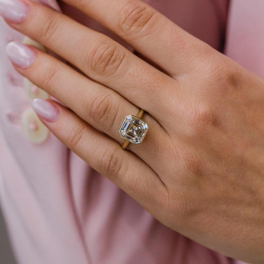 4 CT Asscher Bezel & Solitaire Lab Grown Diamond Engagement Ring