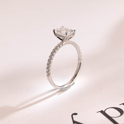 Stunning 1.0 - 2.0 CT Emerald Moissanite Engagement Ring With Hidden Halo Design 7