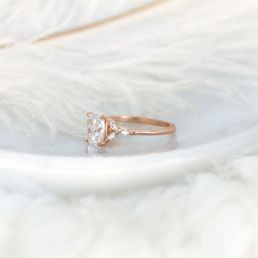 Stunning 1.5 CT Cushion Moissanite Engagement Ring with Cluster Design 3