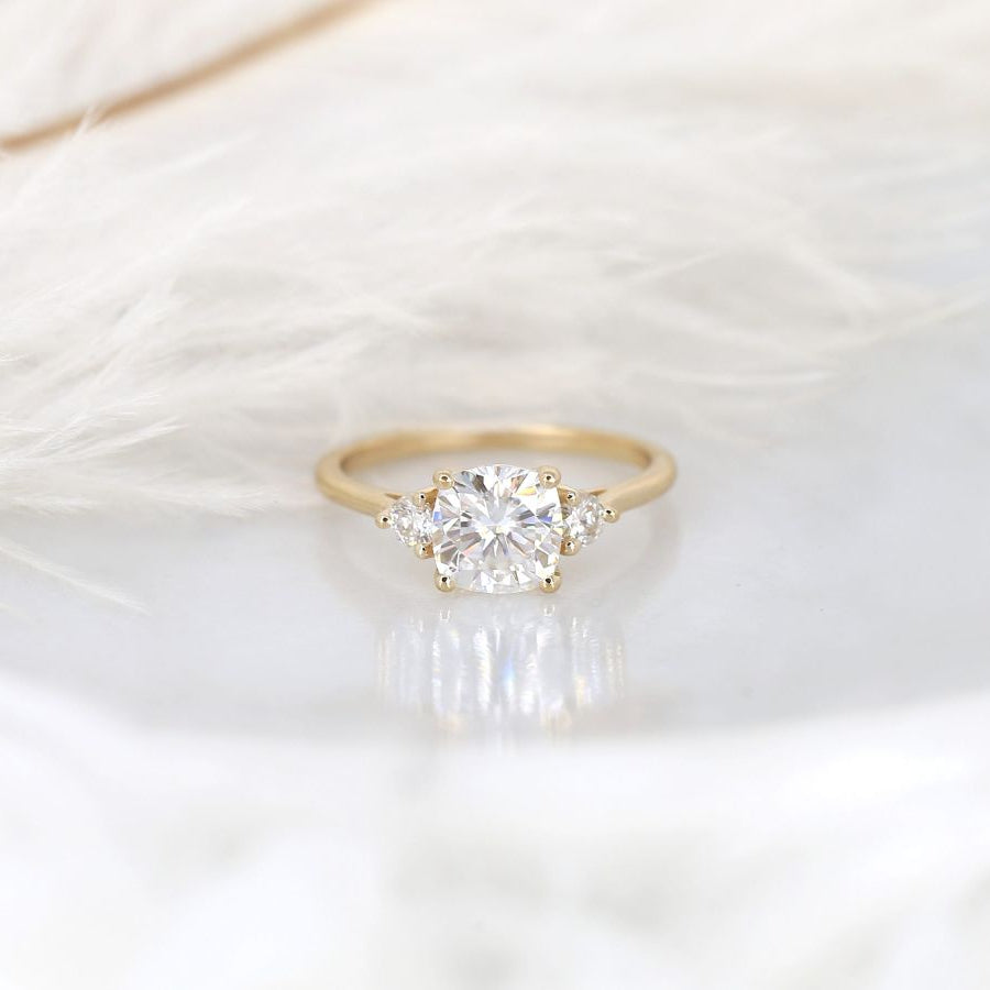 Stunning 1.70 CT Cushion Moissanite Engagement Ring with Three Stone Design 1