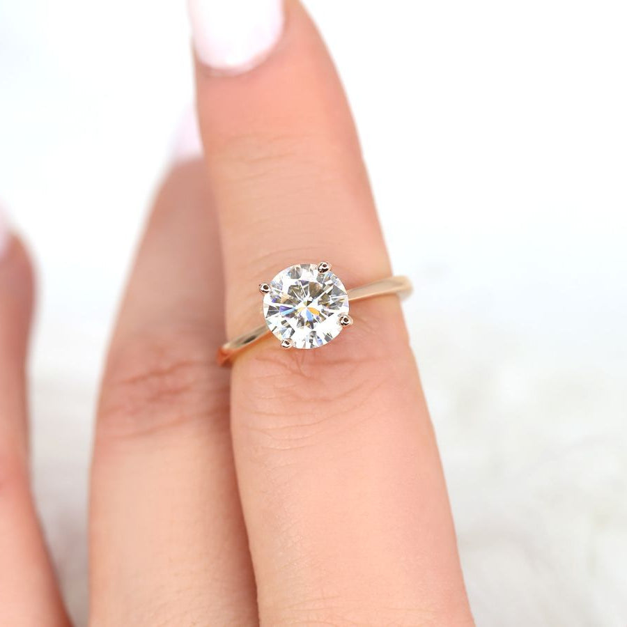 Stunning 2.0 CT Round Moissanite Engagement Ring with Solitaire Design 6