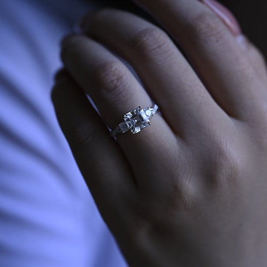 Stunning 1.0 - 2.0 CT Asscher Moissanite Engagement Ring With Twisted Pave Design 6