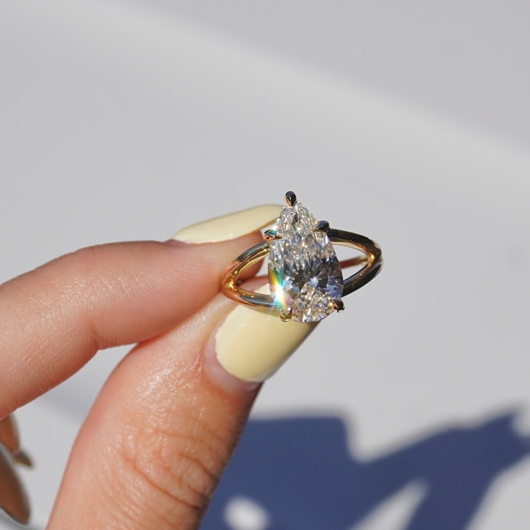 Stunning 3.91 CT Pear Moissanite Engagement Ring with Split Shank Design 3