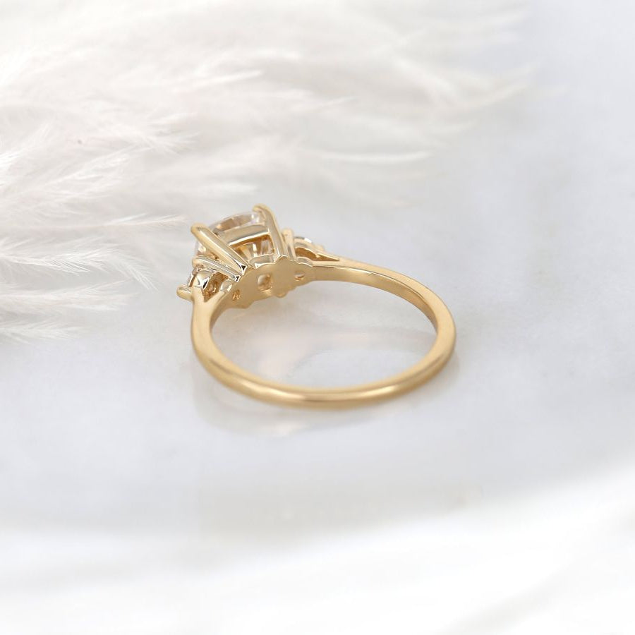 Stunning 1.70 CT Cushion Moissanite Engagement Ring with Three Stone Design 2