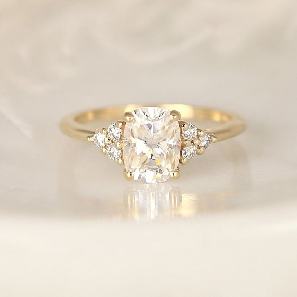 Stunning 1.50 CT Cushion Moissanite Engagement Ring with Cluster Design 4