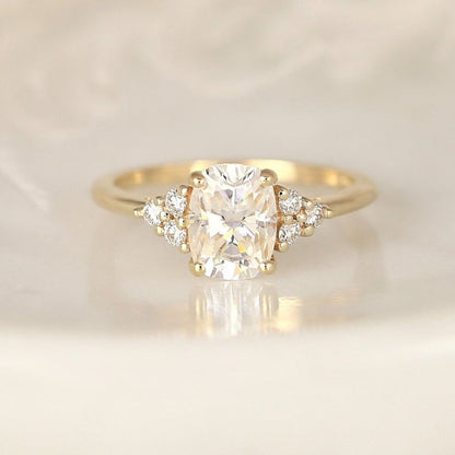 Stunning 1.50 CT Cushion Moissanite Engagement Ring with Cluster Design 4