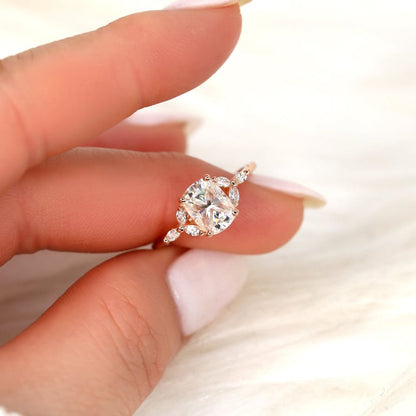 Stunning 1.5 CT Cushion Moissanite Engagement Ring with Cluster Design 5