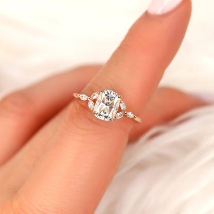Stunning 1.5 CT Cushion Moissanite Engagement Ring with Cluster Design 4