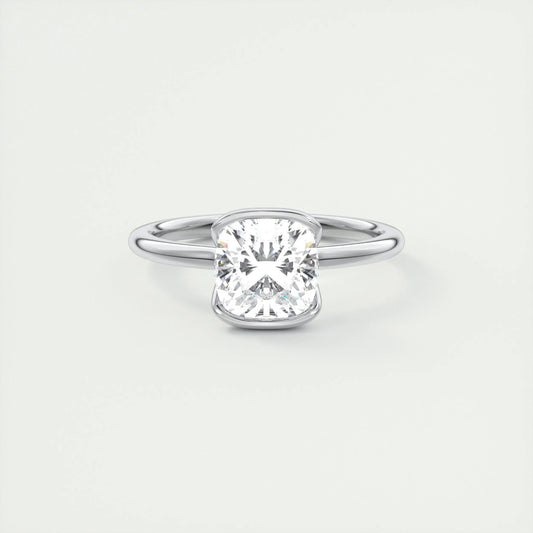 2 CT Cushion Half Bezel CVD F/VS1 Diamond Engagement Ring