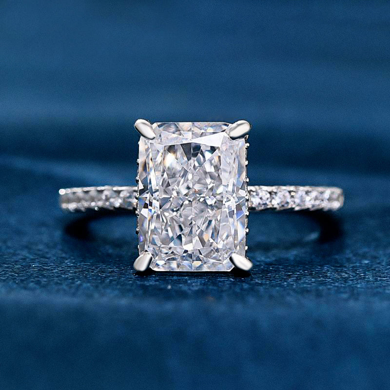 3.33 CT Radiant Hidden Halo CVD F/VS1 Diamond Engagement Ring