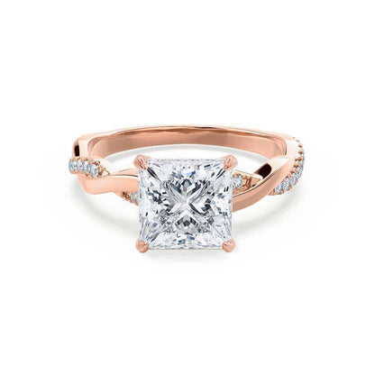 1.92 CT Princess Twisted Pave Lab Grown Diamond Engagement Ring