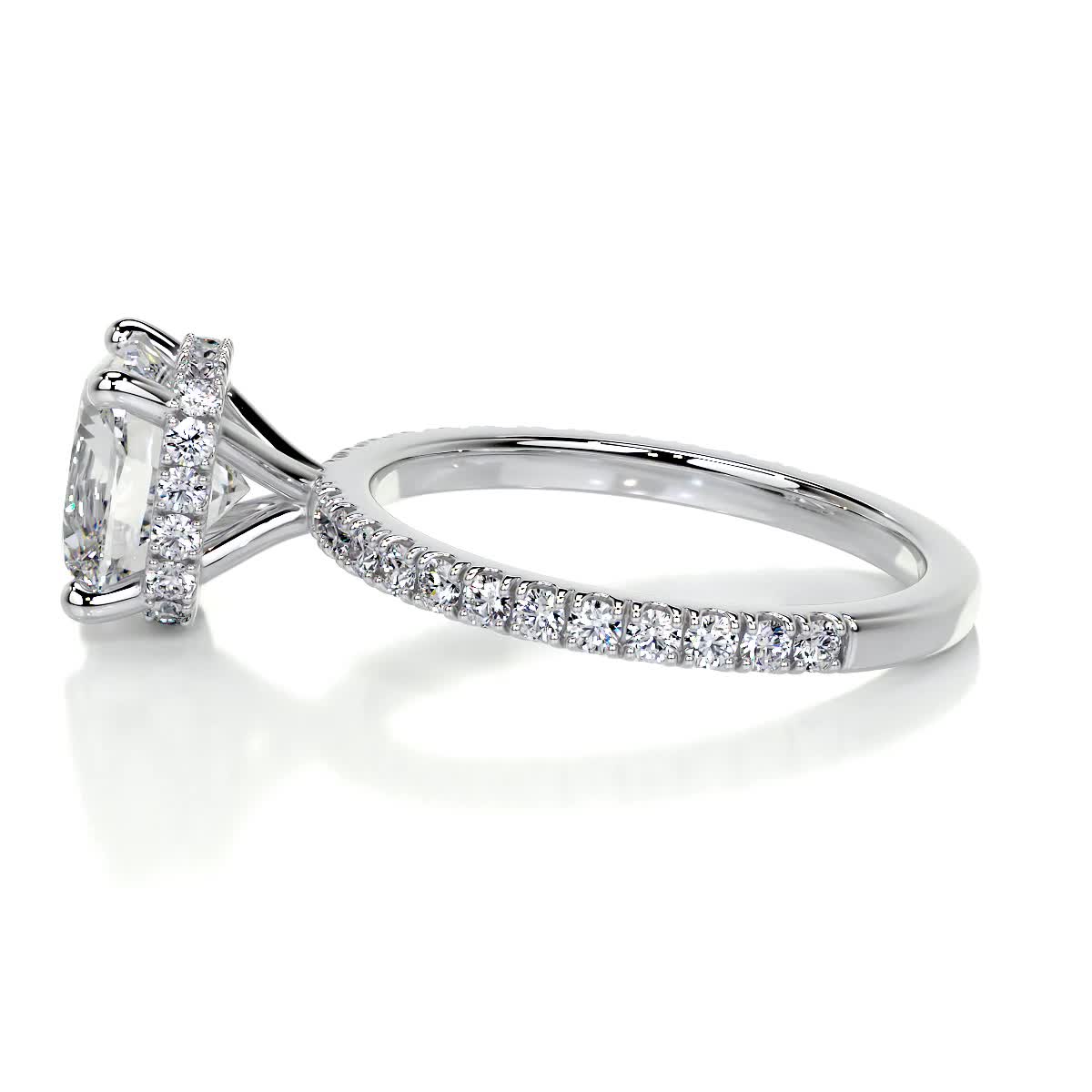 2.0 CT Cushion Hidden Halo CVD E/VS1 Diamond Engagement Ring