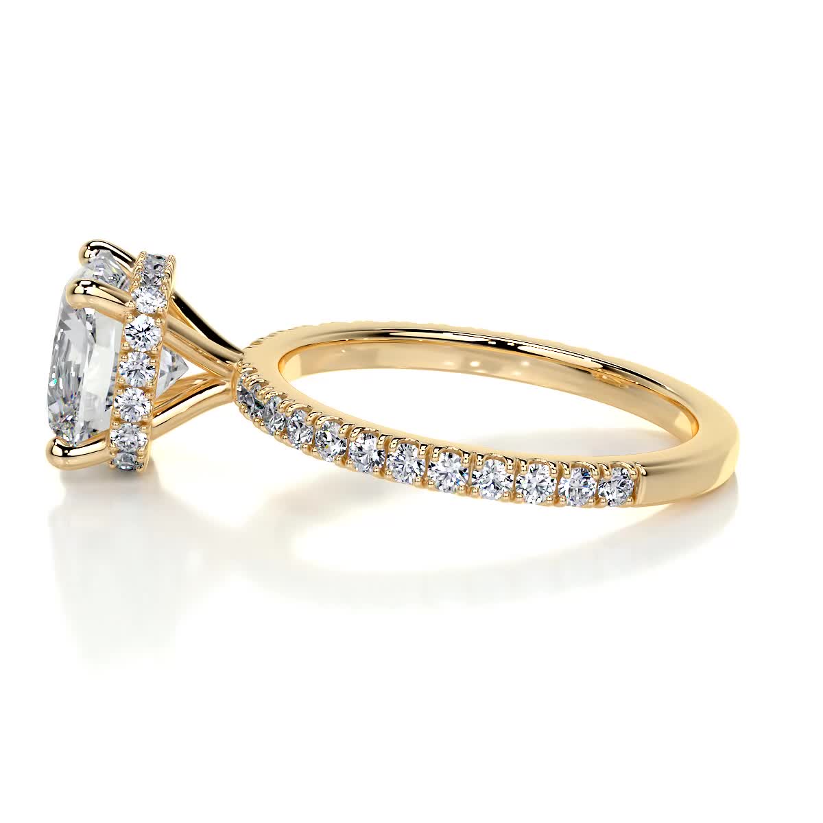 2.0 CT Cushion Hidden Halo CVD E/VS1 Diamond Engagement Ring