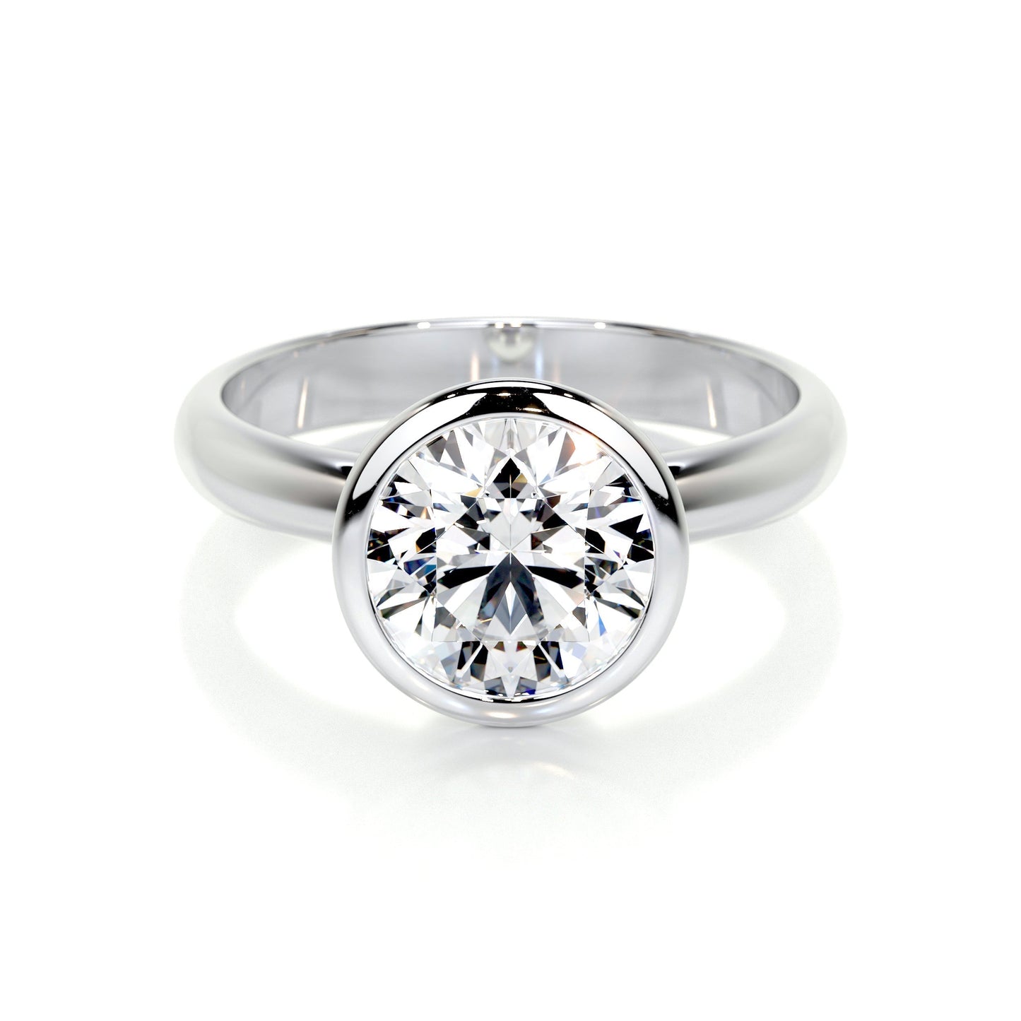 3.0 CT Round Bezel CVD F/SI1 Diamond Engagement Ring