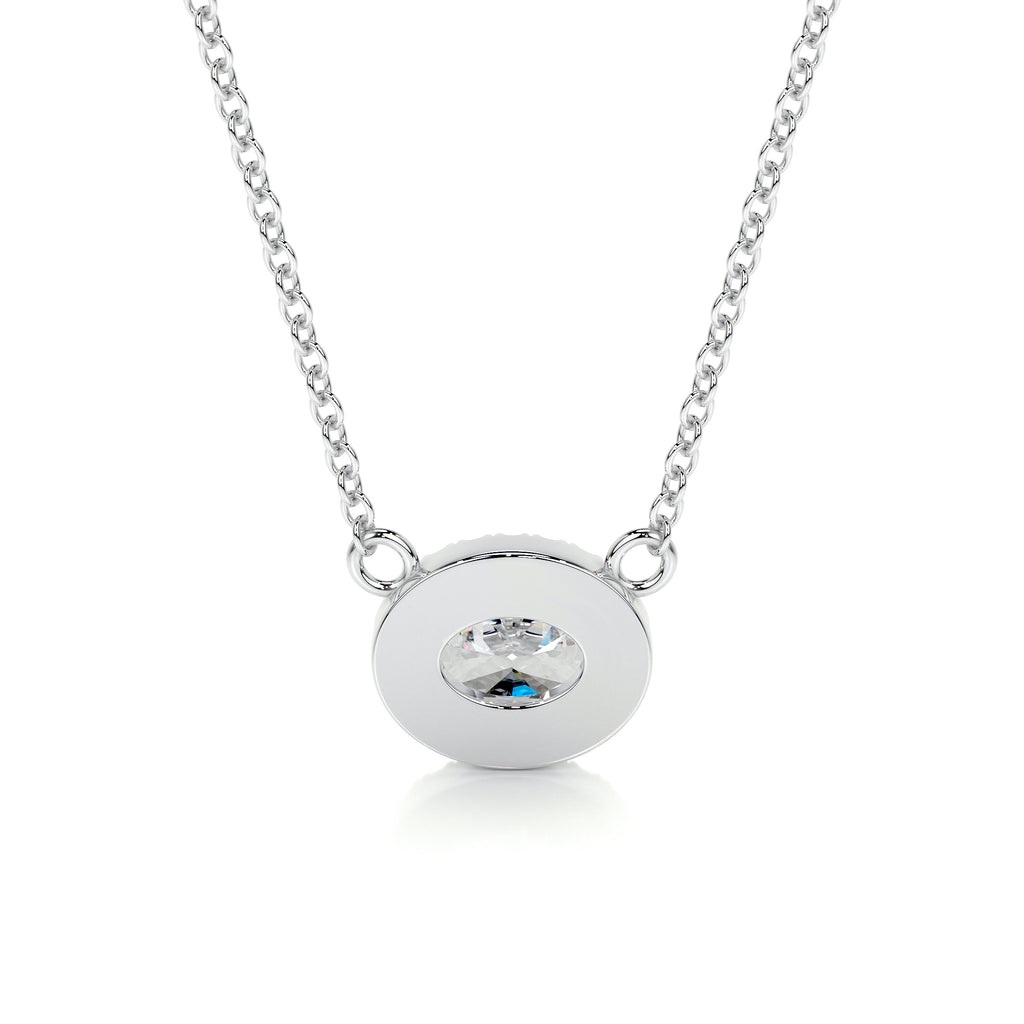 1.0 CT Oval Halo CVD F/VS Diamond Necklace