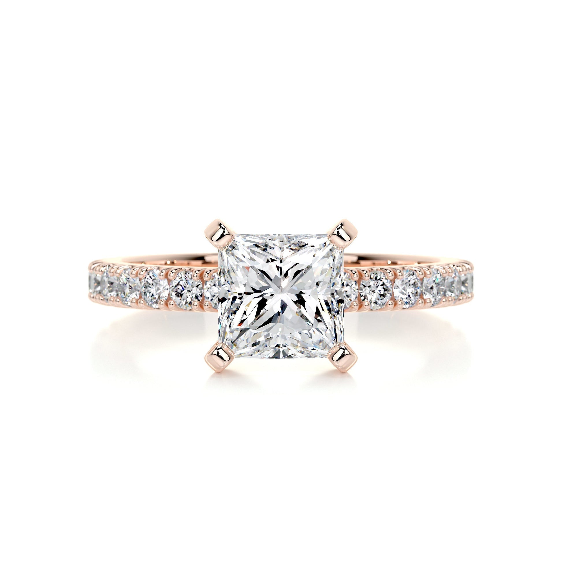 1.5 ct Princess G- VS2 Diamond Pave Moissanite Engagement Ring