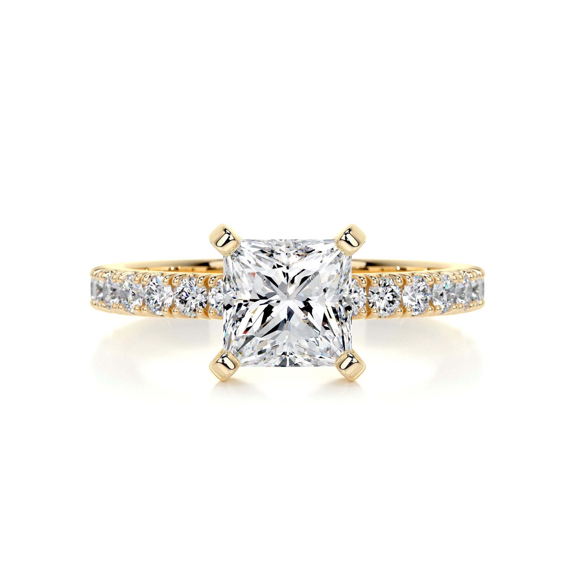 1.5 ct Princess G- VS2 Diamond Pave Moissanite Engagement Ring