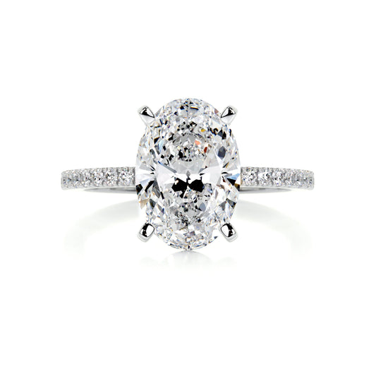 3 ct Oval F- VS2 Diamond Halo Moissanite Engagement Ring