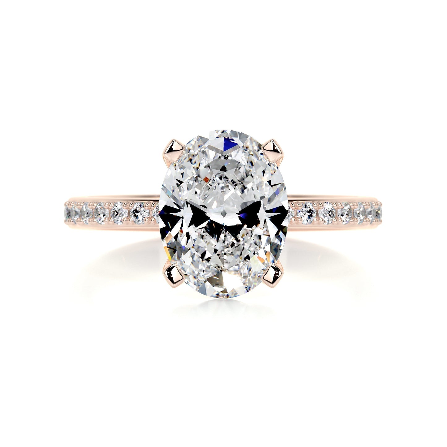 2 ct Oval F- VS2 Diamond Halo Moissanite Engagement Ring