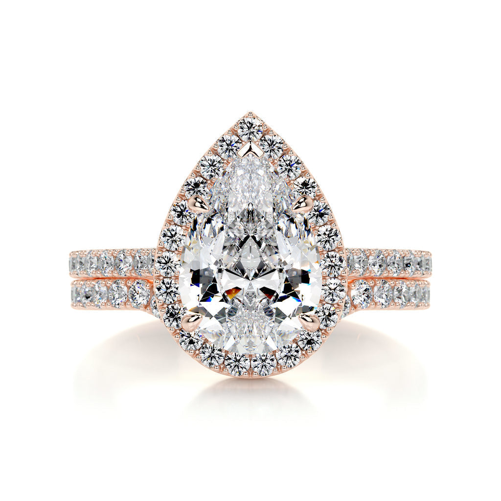 2.0 CT Pear Halo CVD F/VS  Diamond Bridal Set