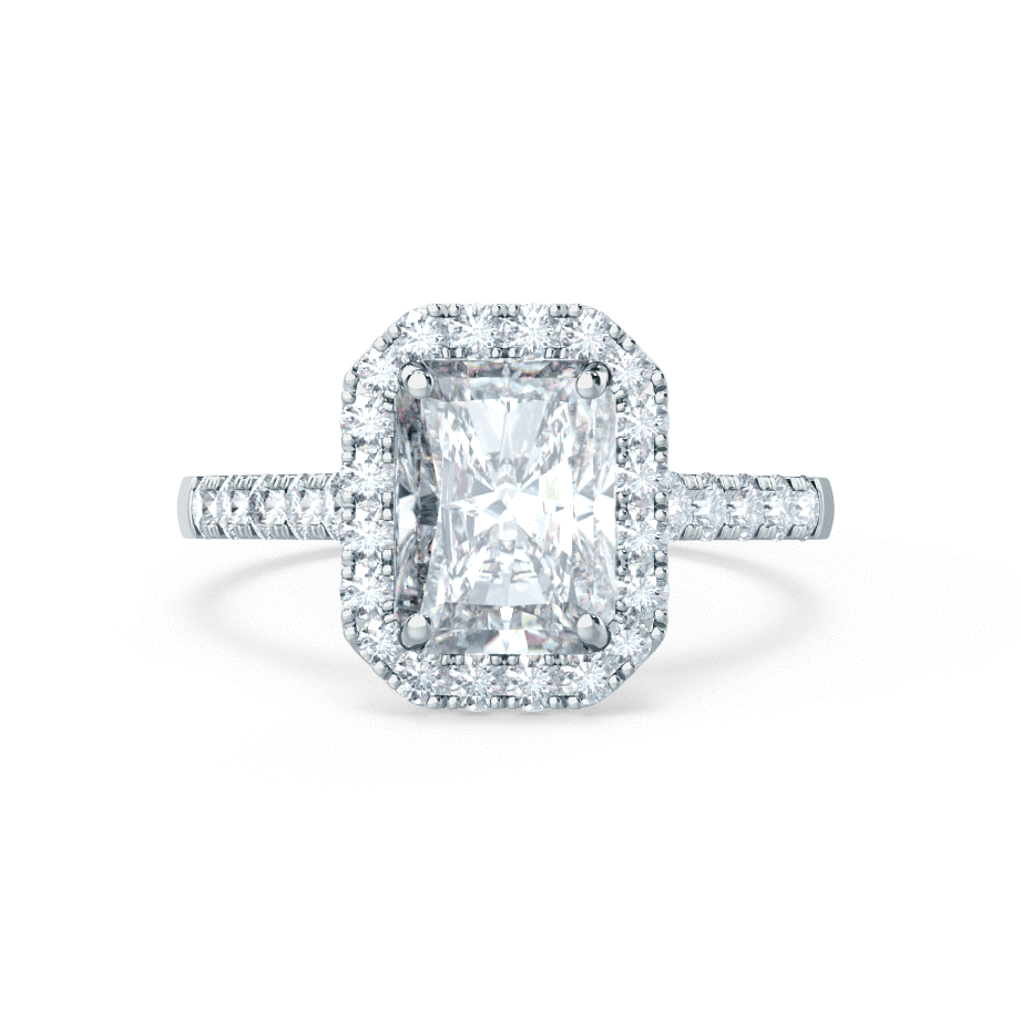 0.7 CT Radiant Halo & Pave Lab Grown Diamond Engagement Ring