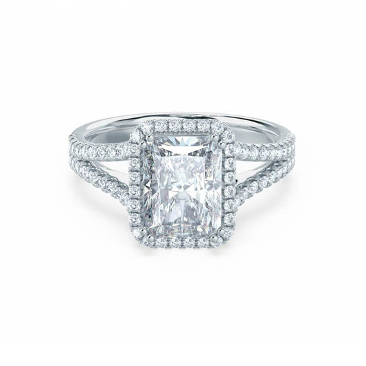 2 CT Radiant Halo, Pave & Split Shank Lab Grown Diamond Engagement Ring