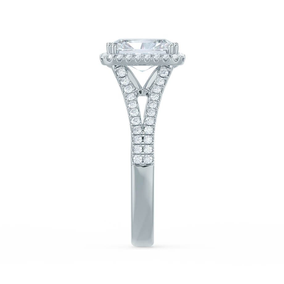 2 CT Radiant Halo, Pave & Split Shank Lab Grown Diamond Engagement Ring