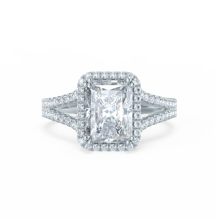 2 CT Radiant Halo, Pave & Split Shank Lab Grown Diamond Engagement Ring