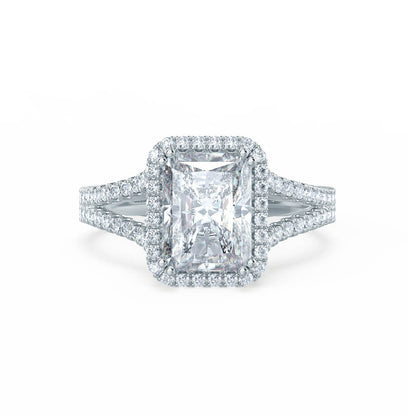2 CT Radiant Halo, Pave & Split Shank Lab Grown Diamond Engagement Ring