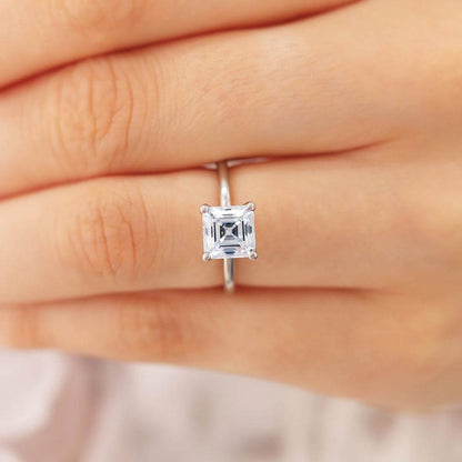 1 CT Asscher Solitaire Lab Grown Diamond Engagement Ring