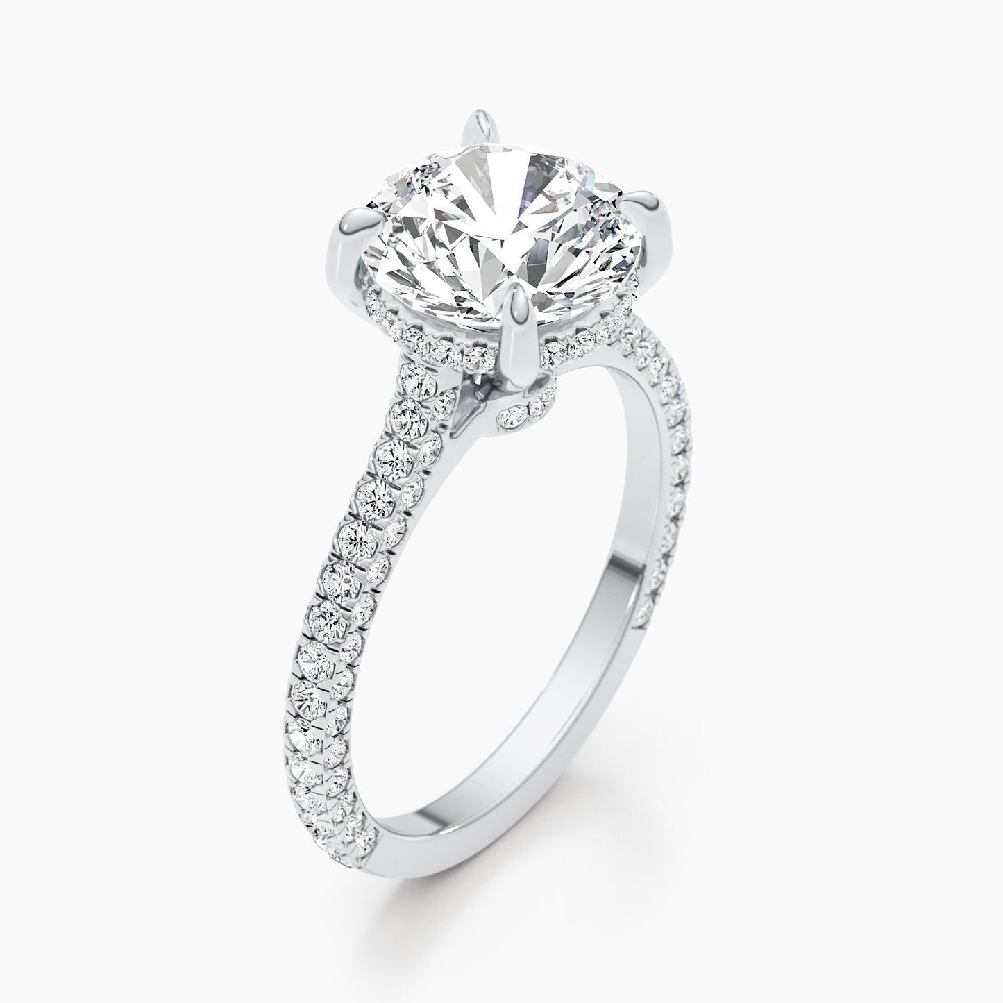 2.8ct Round F- VS Hidden Halo & Pave Diamond Engagement Ring