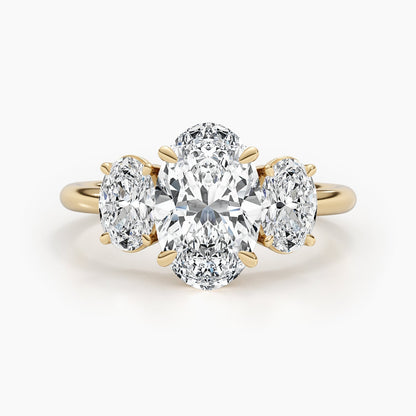 2.61ct Oval G- VS 3 Stones Diamond Engagement Ring