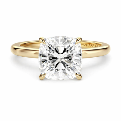 2 CT Cushion Hidden Halo Lab Grown Diamond Engagement Ring