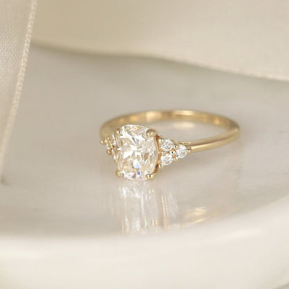 Stunning 1.50 CT Cushion Moissanite Engagement Ring with Cluster Design 2