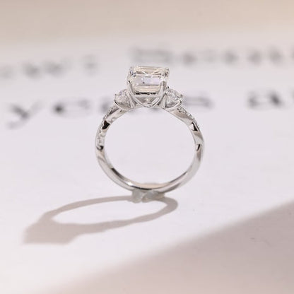 Stunning 1.0 - 2.0 CT Asscher Moissanite Engagement Ring With Twisted Pave Design 8