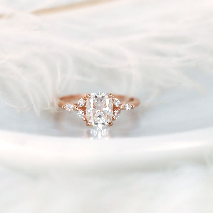 Stunning 1.5 CT Cushion Moissanite Engagement Ring with Cluster Design 2