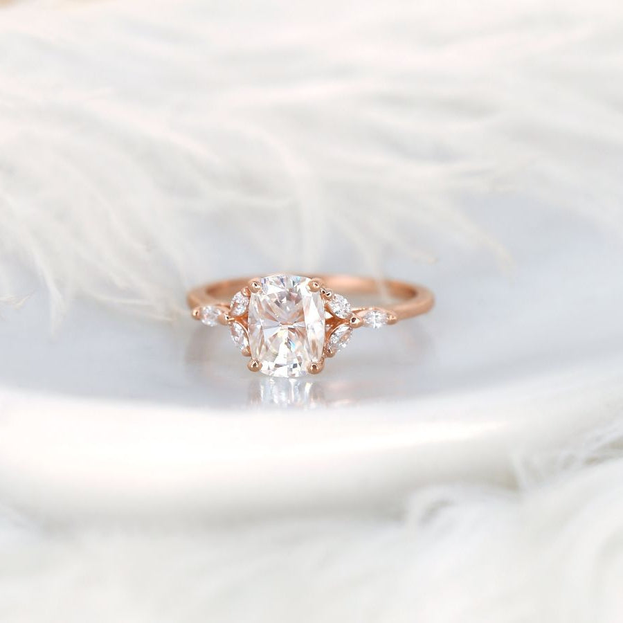 Stunning 1.5 CT Cushion Moissanite Engagement Ring with Cluster Design 1