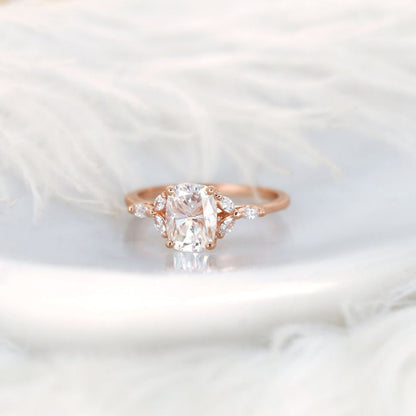 Stunning 1.5 CT Cushion Moissanite Engagement Ring with Cluster Design 1