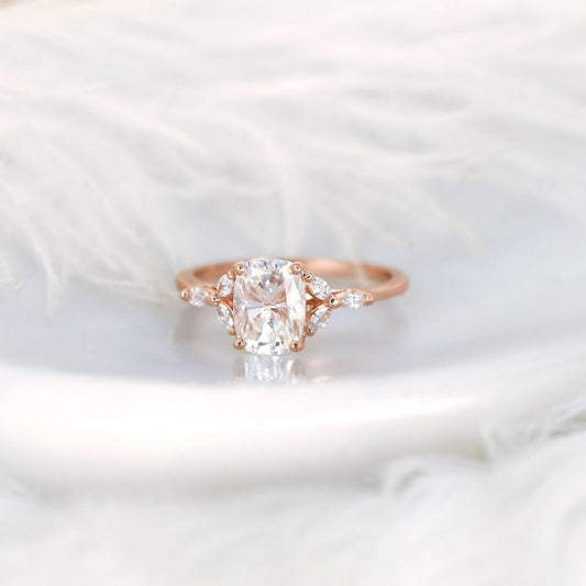 Stunning 1.5 CT Cushion Moissanite Engagement Ring with Cluster Design 1