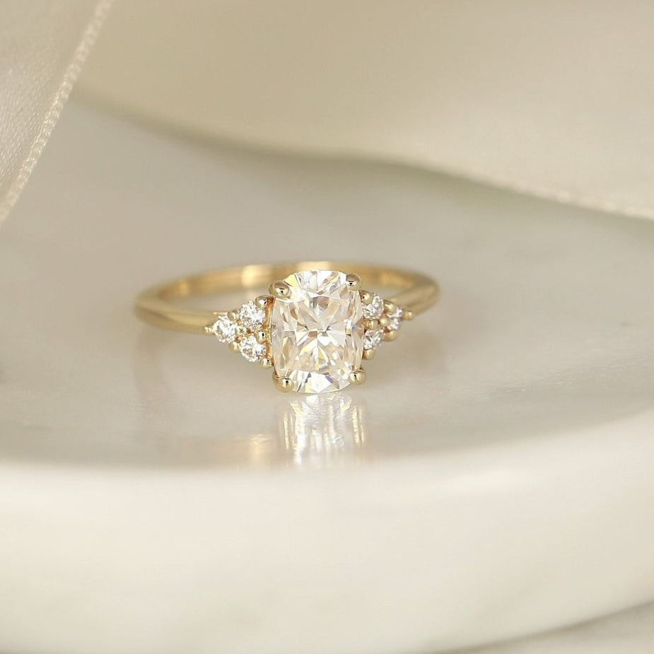 Stunning 1.50 CT Cushion Moissanite Engagement Ring with Cluster Design 3