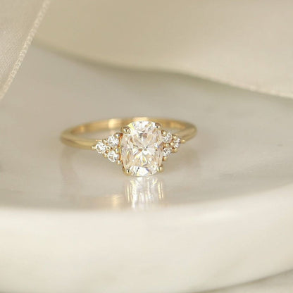 Stunning 1.50 CT Cushion Moissanite Engagement Ring with Cluster Design 3